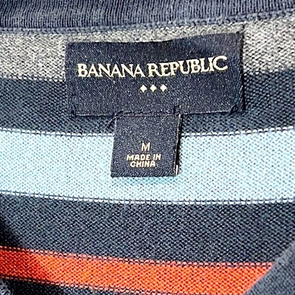 Banana Republic Striped Long Sleeve V-Neck Shirt. Size Medium. - Picture 5 of 7